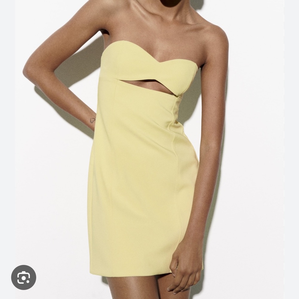 Zara yellow strapless dress